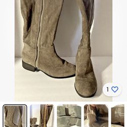 Knee High Size 10 Suede Boots 1.5 Inch Heel