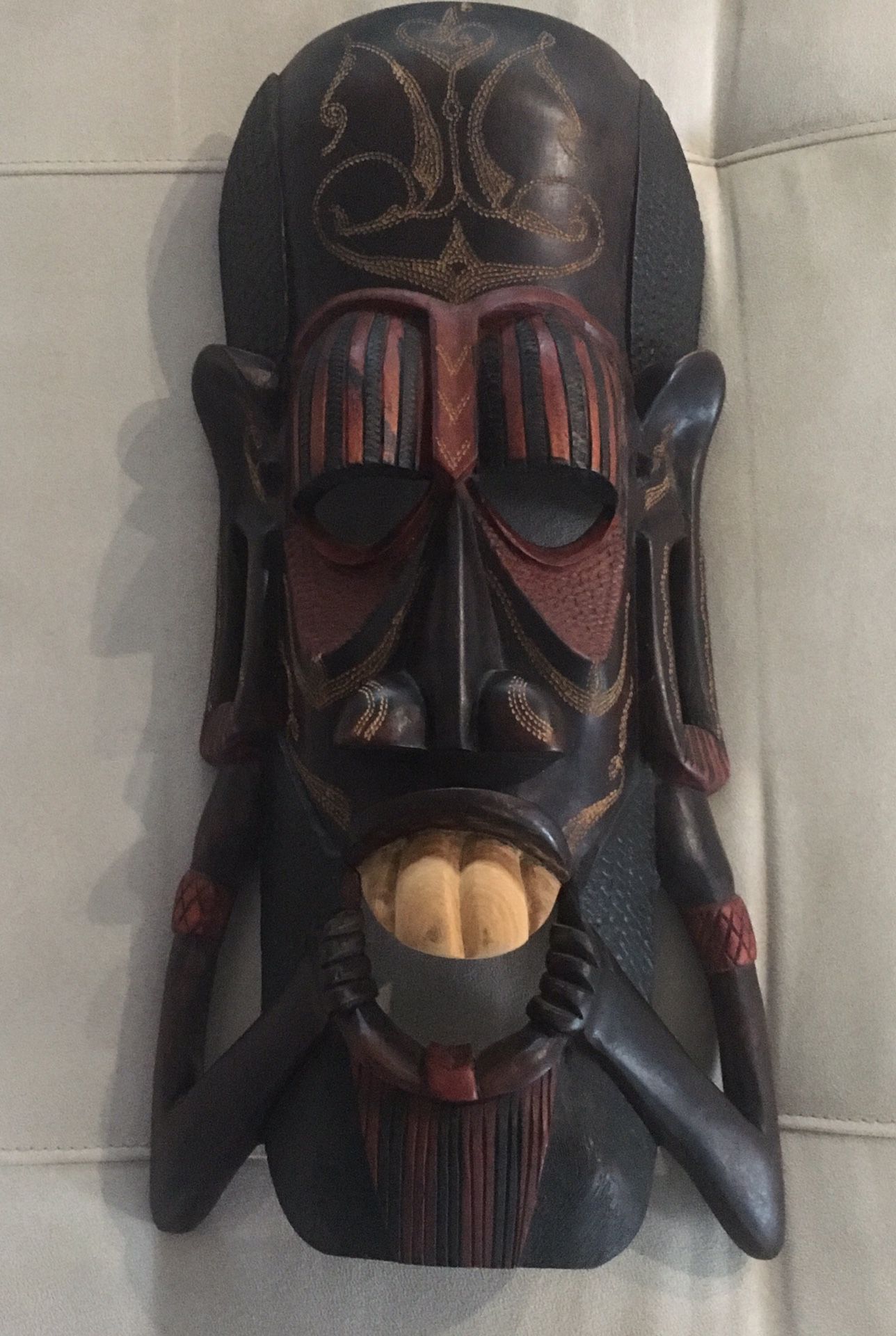 Vintage Signed Hand carved Wall Mask Kenya