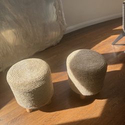 Rattan ottoman- Set Of 2 - Originally $550!!