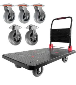 MISSING SCREWS New Foldable Platform Truck, 1600 LBS Push Cart with Five 6'' Wheels, 43" x 25"