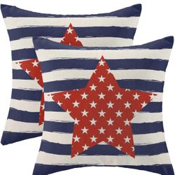 4th of July Pillow Covers 16x16 Inch Set of 2 Memorial Day Independence Day