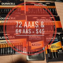 72 AAAs & 64 AAs Duracell (Brand New In Box)