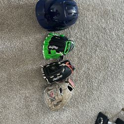 T Ball Gears 3 Gloves And One Helmet