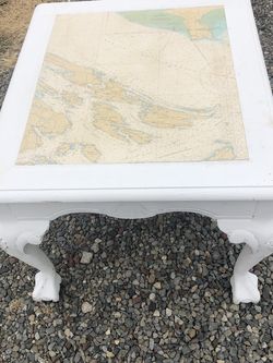 White Distressed End Table