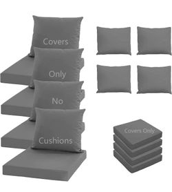 Patio Cushion Covers Replacement Set of 4, Water UV Resistant Outdoor Cushion Slipcovers with Zipper Chair Seat Cushion Covers for Outdoor Furniture (