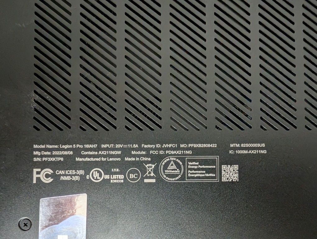Lenovo Legion 5 Pro 16IAH7H Laptop 16-inch, Intel Core I7 12th Gen., RTX 3050 ti
