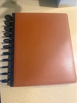 Brown leather binder/planner new expandable