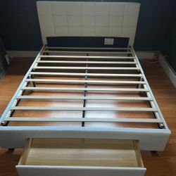 New QUEEN SIZE BED FRAME WITH EXTRA STORAGE PLATFORM BED WITH HEADBOARD 