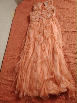 Peach Floral Ruffle Maxi Dress