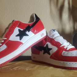 BAPE Red And White w /black star
