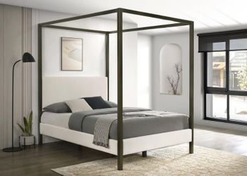 💥 Brand New Black Canopy King & Queen Size Platform Bed Frame With BT Speakers & Charging Ports - Mattress | Pay After Delivery 🚚