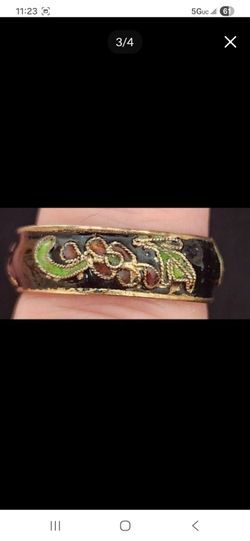 Cloisonné Enamel Gold-Tone Bangle Bracelet