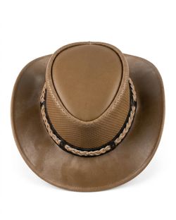 The Breezeway Beige Leather Cowboy Hat – Vented Outback Style