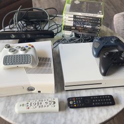 Xbox 360 & Xbox One S With Games, Controllers, Remotes, Kinect Camera, All Chords