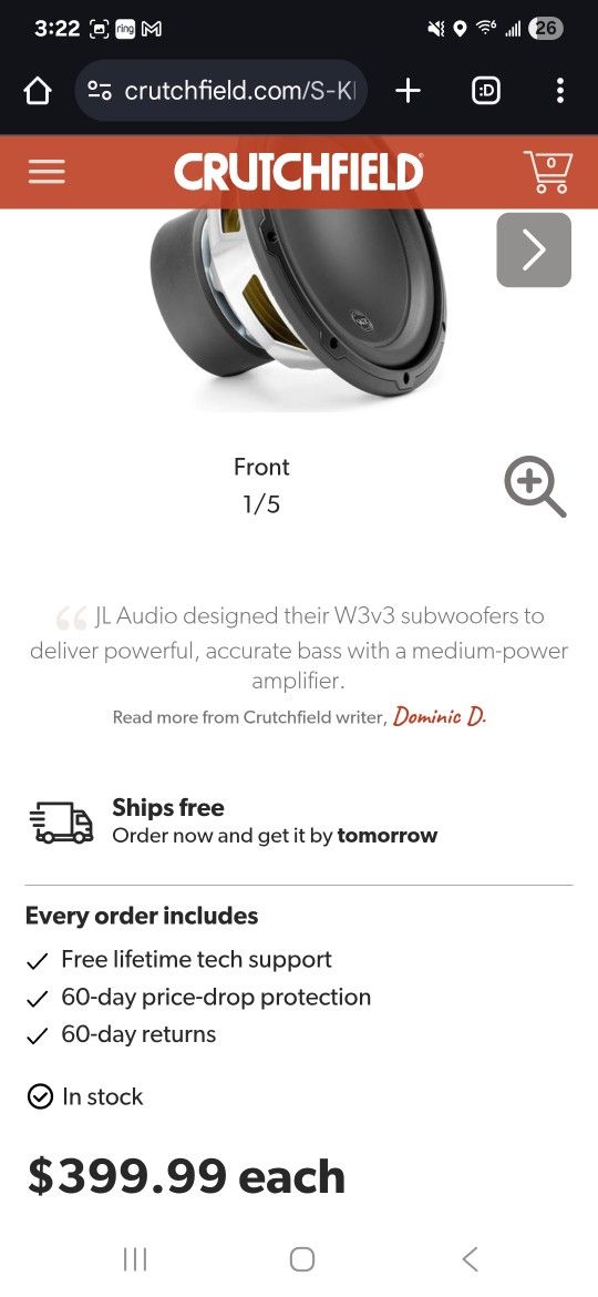 Jl W3 COMPETITION SUBWOOFER Amp And Box Combo