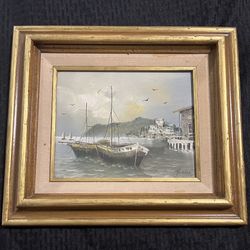 Boat Harbor Oil Painting 