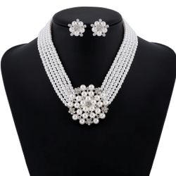 Pearl Flower Necklace Sets 