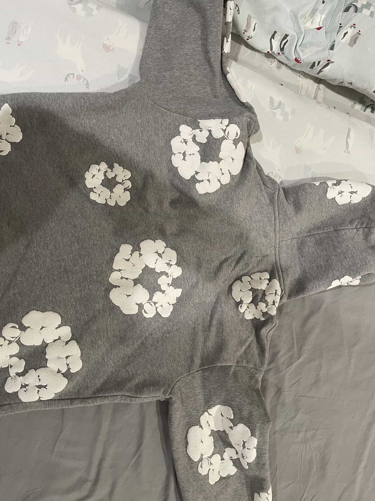 Grey Denim Tear Hoodie