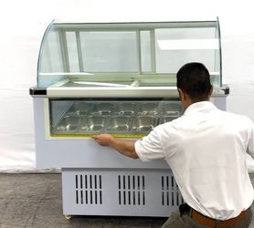 12 pan Ice Cream Gelato Display Dipping Cabinet freezer QBQ-188