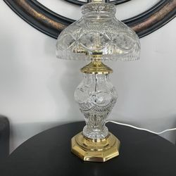 Crystal Clear Industries Heavy Pressed Glass Lamp w/Shade 19”