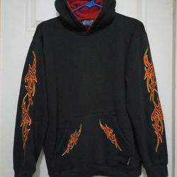 Vintage Silver Point Hoodie Embroidered Flames Jacket