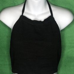 Black Knitted Halter Top Size Large
