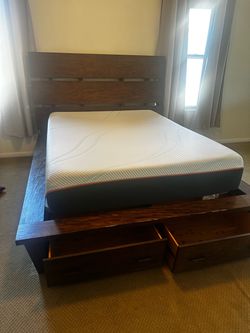 Queen Platform Bed Frame with Storage Drawers