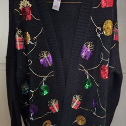 HOLIDAY TIME WOMEN'S CARDIGAN KNIT SWEATER   L / G       12  / 14