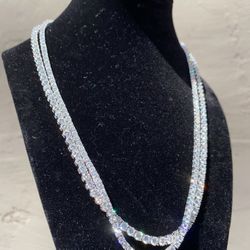 VVS MOISSAINTE 925 SILVER 20” TENNIS CHAINS (14K White Gold Plated)