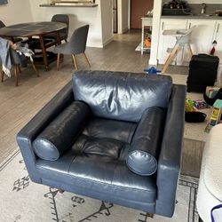 Poly & Bark Blue Leather Napa Chair