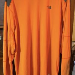 The North Face XL Shirt Vapor Wick Orange Gray Long Sleeve  