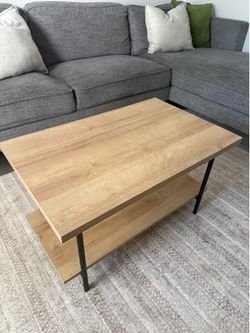 Wood Coffee Table with Storage Shelf