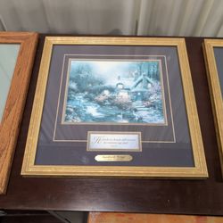 Thomas Kinkade Amanbrooke Cottage Framed Print with Gold Frame
