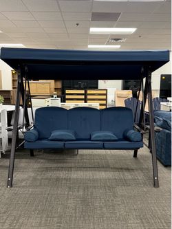 3-Seat Patio Porch Swing with Adjustable Canopy, Convertible 3 in 1 Outdoor Swing Bed featuring a 3 position backrest that can lay flat and turn into 