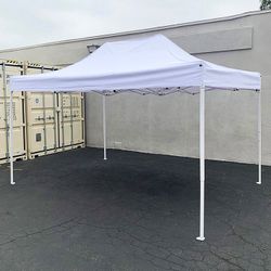 (Brand New) $145 Heavy-Duty 10x15 ft Popup Canopy Tent Instant Shade with Carry Bag, White/Blue