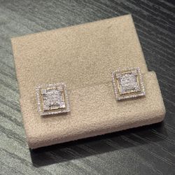 Square Diamond Cluster Earrings