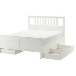 White Queen Size Bed Frame w/ Storage Drawers