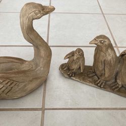 Vintage 1960’s Swan and Penguins Statues / Sculptures