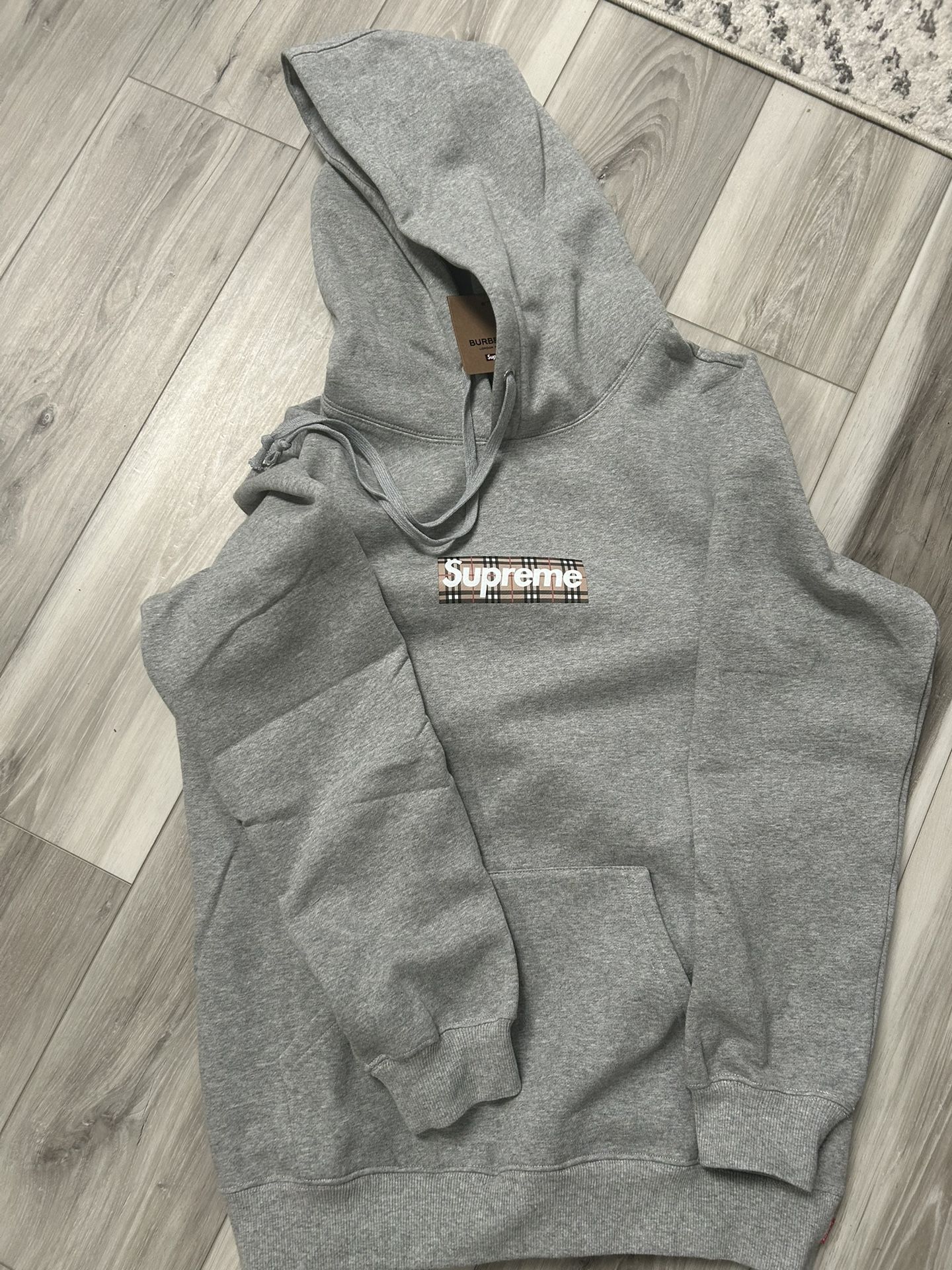Burberry x Supreme Hoodie Grey Size Small