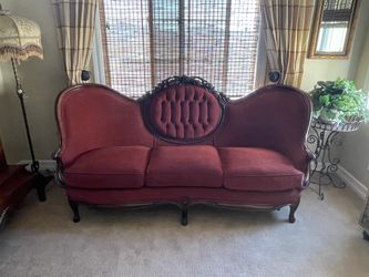 1940s Antique Victorian Sofa Burgundy 