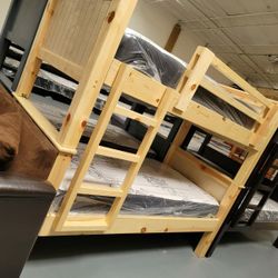 BUNK BED LITERA DE MADERA DE PINO CON COLCHONES INCLUIDOS- VERY STURDY
