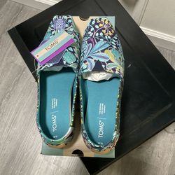 NEW NWT TOMS Alpargata Turquoise Multi Elm House Liberty Print Loafers Shoes