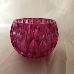 Pink glass Candle holder