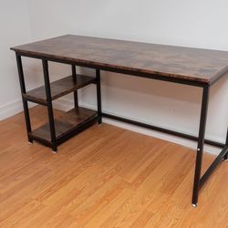 Modern 55” Industrial Computer Desk with Storage Shelves