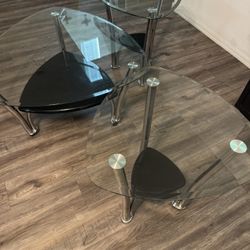 🔥 Modern 3PC Glass Living Room Table Set – Coffee + 2 End Tables