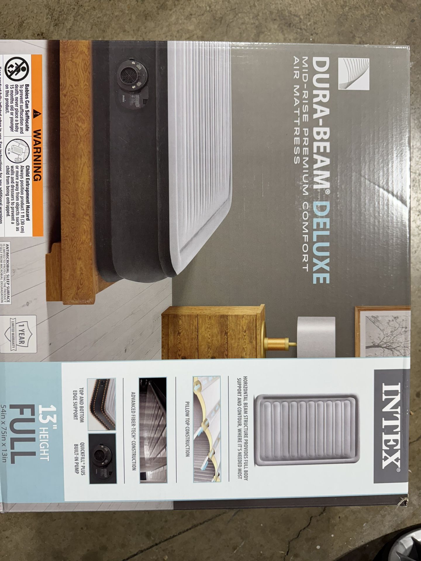 New - 13” Intex Air Mattress with Built-in Pump (Full) $35
