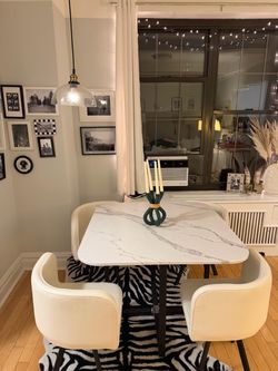 George Oliver Marble Dining Set – 4 Chairs