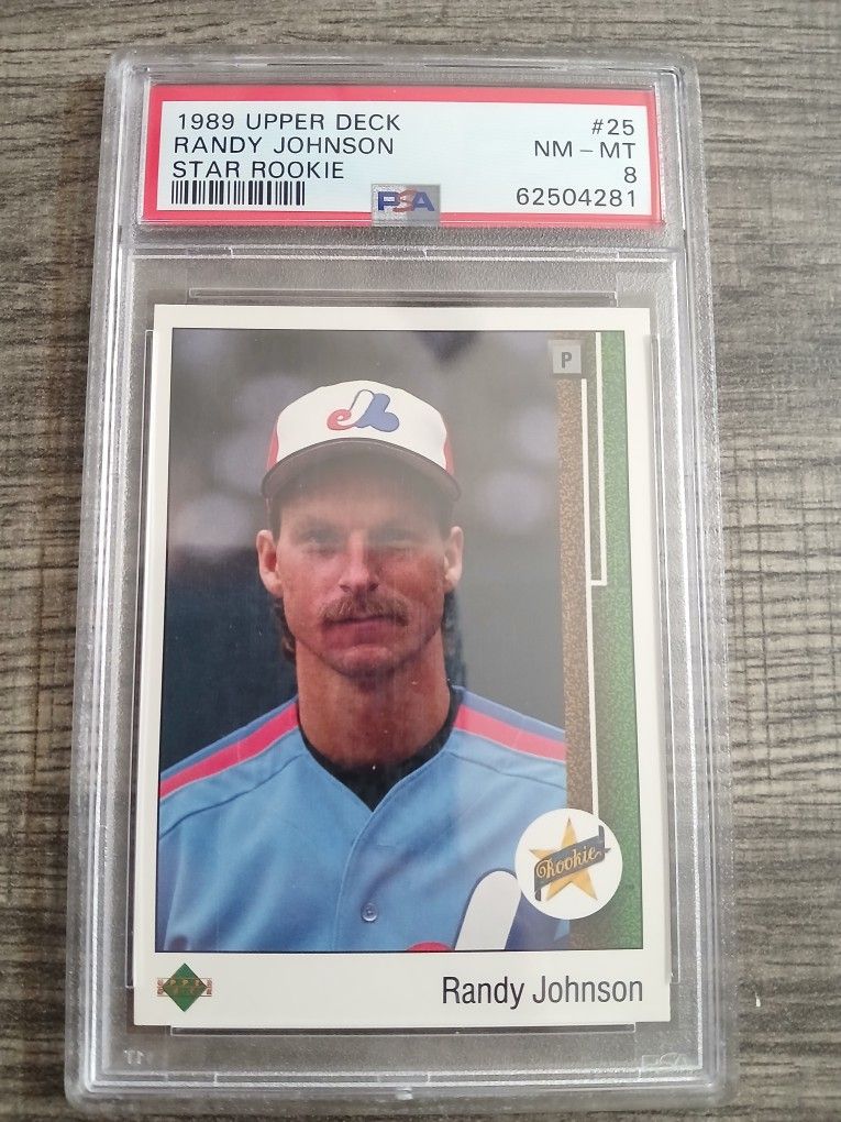 1989 Upper Deck Randy Johnson Star Rookie baseball card, specifically card #25, graded NM MT 8 by PSA,All Products : American Fashion Style Bags On Sale