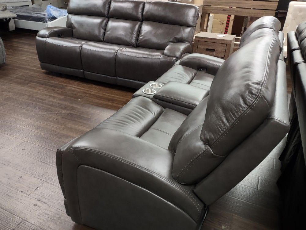 New Genuine leather Sofa And Loveseat With Power Recliners