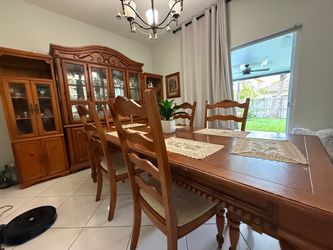 Wood Dining Table with 6 Chairs